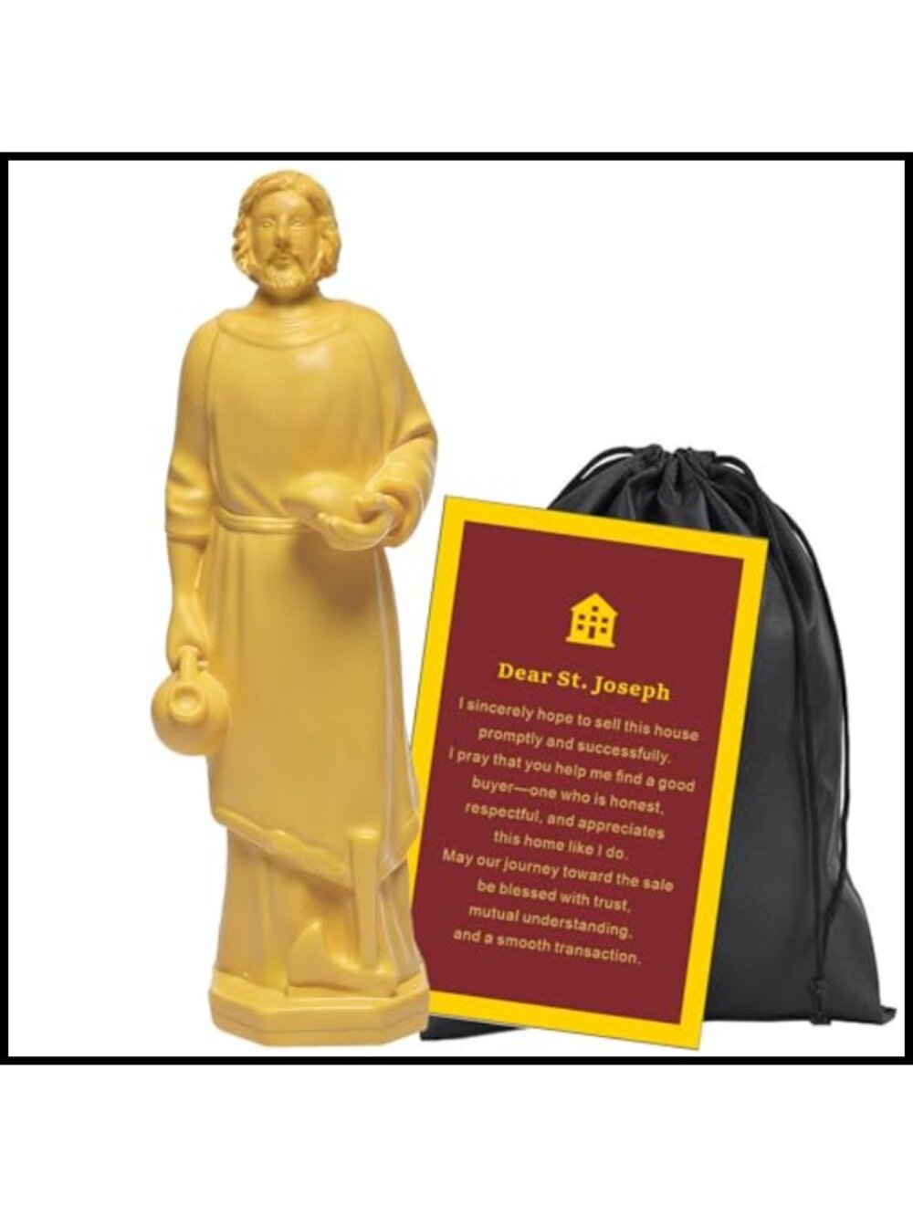 St Joseph Statue for Selling House Resin Figurine 4in with Prayer Card & Bag